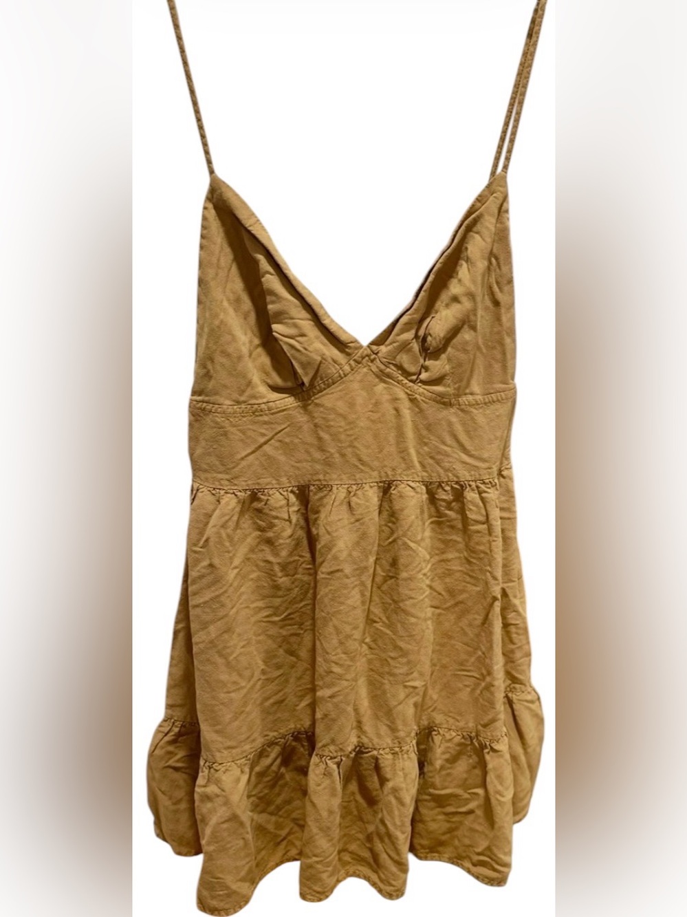 Sommer Babydoll Mini Slip Dress in Mustard S